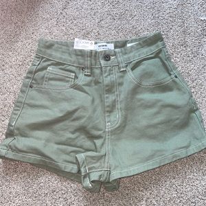 cotton on green jean shorts